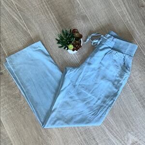 NWT VANTARSI Women's Blue Mojito Pant Elastic Waist Pockets